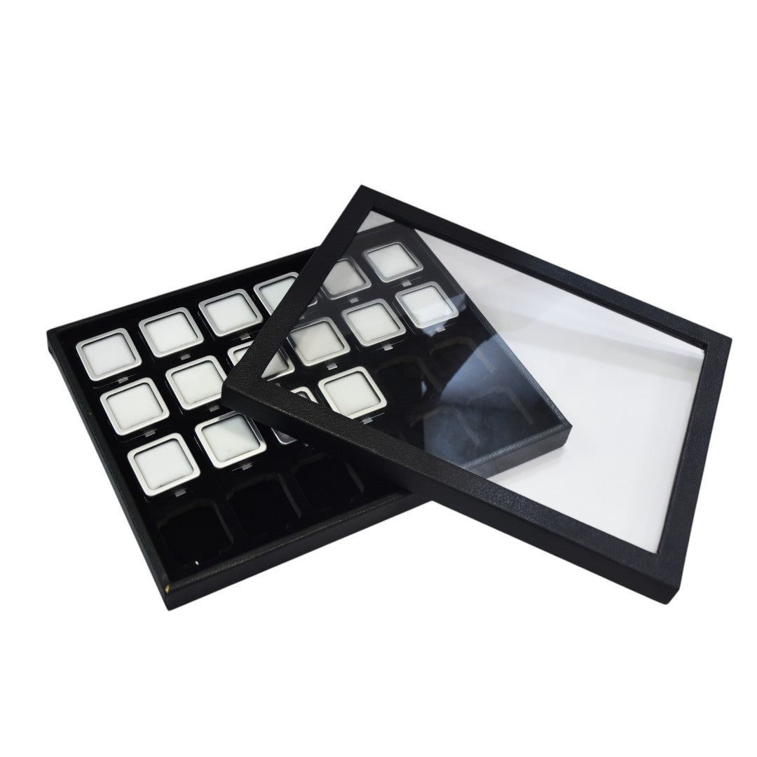 Diamond Storage & Display Boxes Dabbi with transparent Top & Reversible Insert 1.5x1.5"