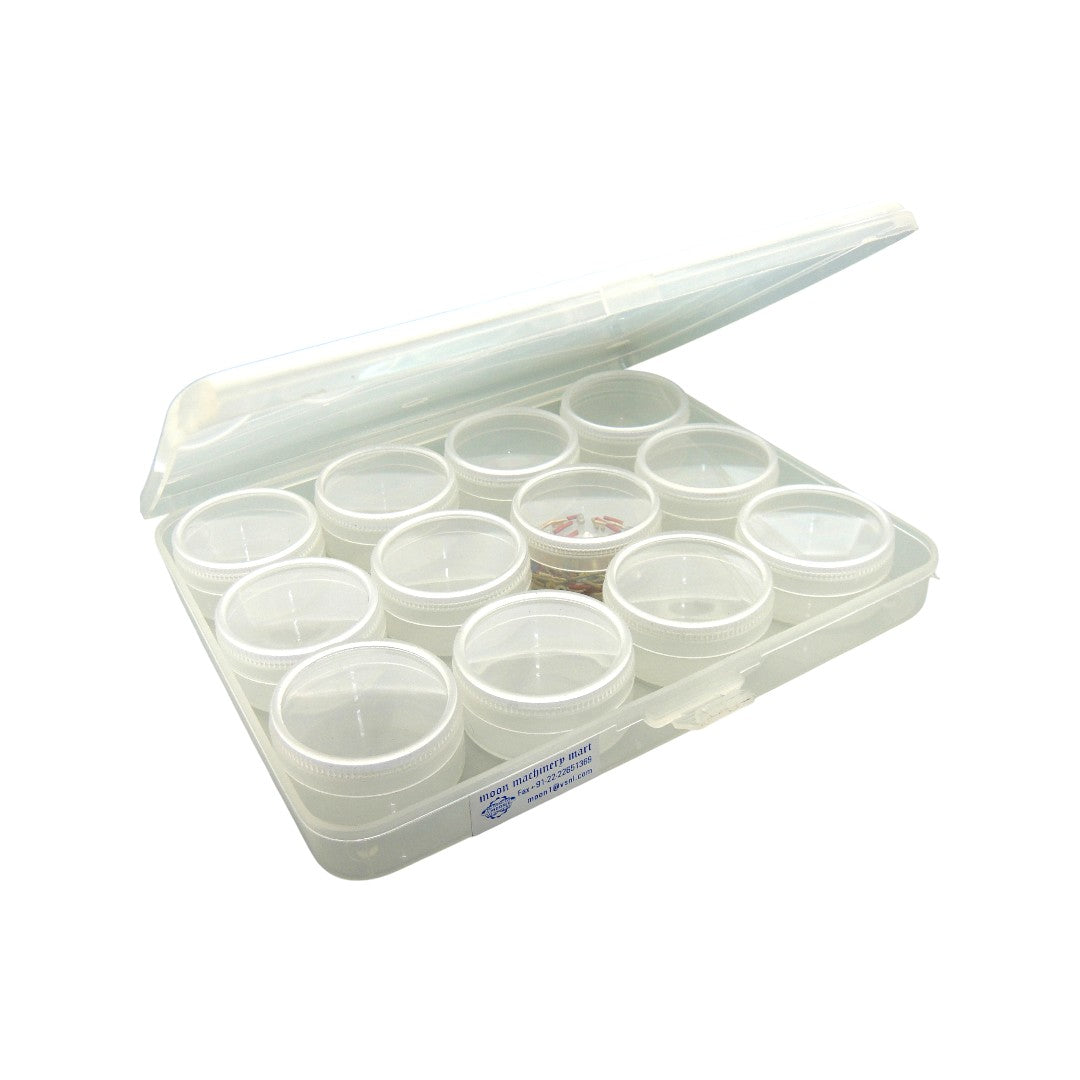 Multiple Round Plastic Boxes in a Plastic Box