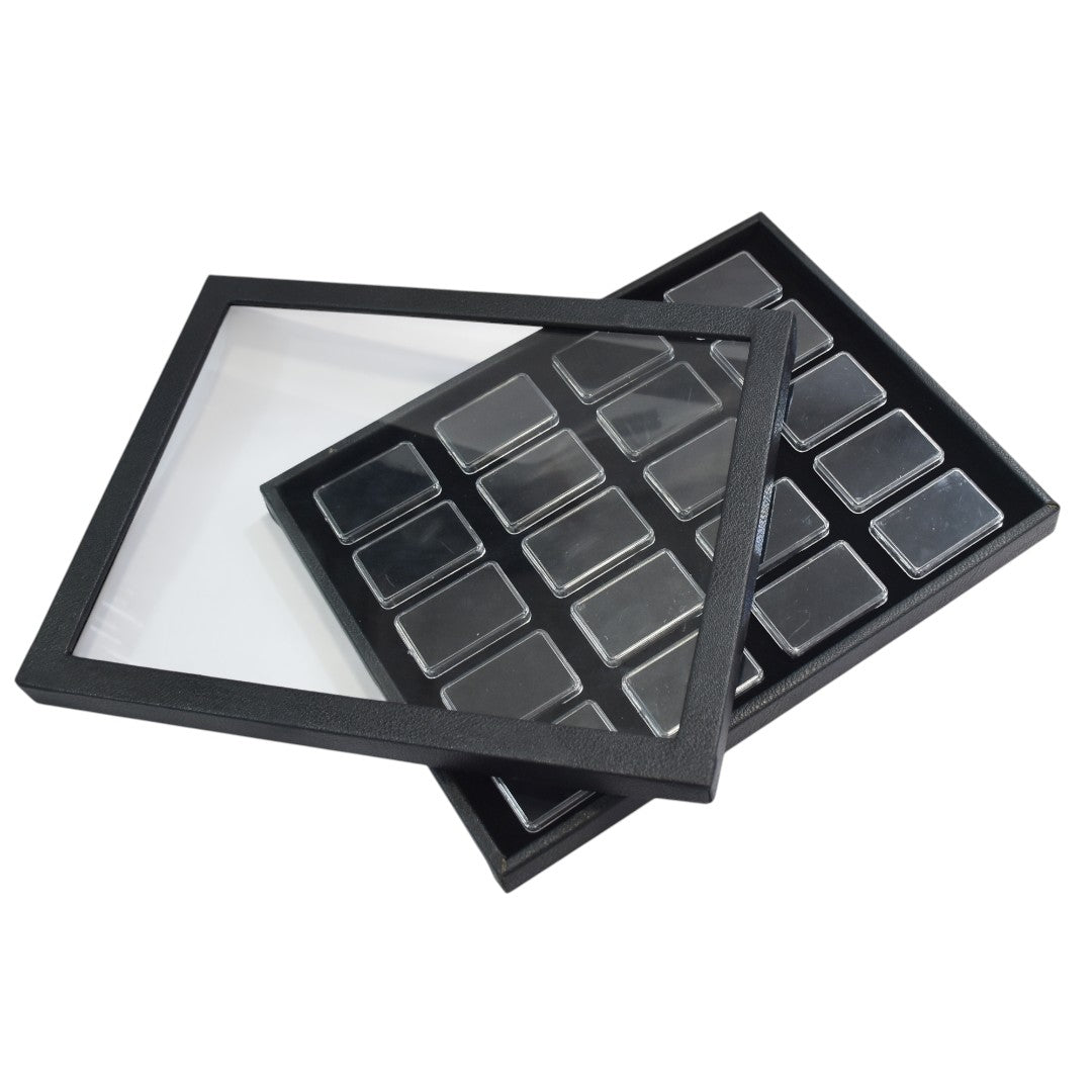 Diamond Gemstone color Stone Box Dabbi with Clear Top 1.5x2" (PLASTIC)