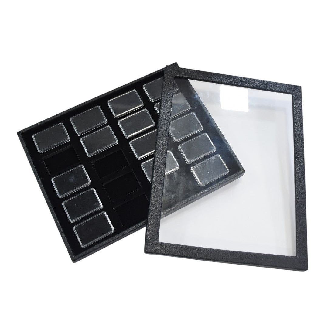 Diamond Gemstone color Stone Box Dabbi with Clear Top 1.5x2" (PLASTIC)