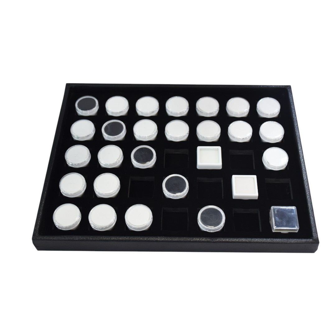 Diamond Storage & Display Boxes Dabbi with transparent Top & Reversible Insert Round 1.0 x 1.0"