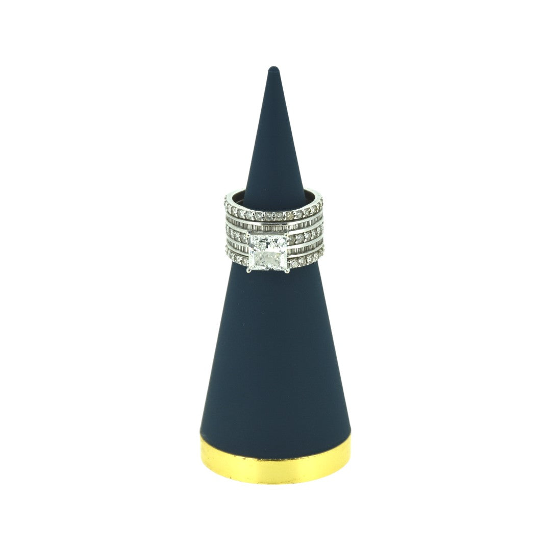 Elegant Gold Brass & Black Suede Jewellery Display Stands.