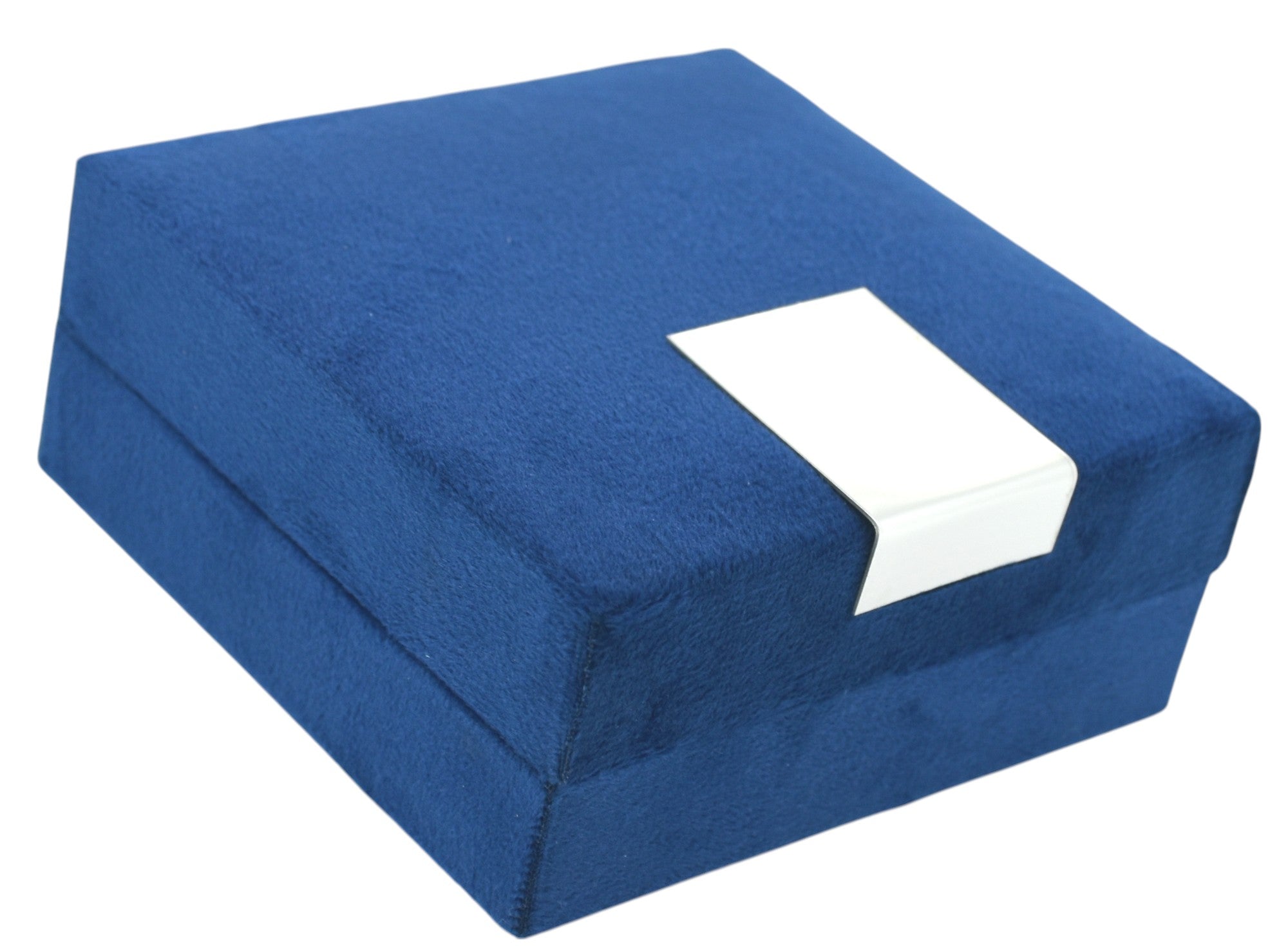 Blue Velvet Jewellery Box with Metal plate & LED Light.