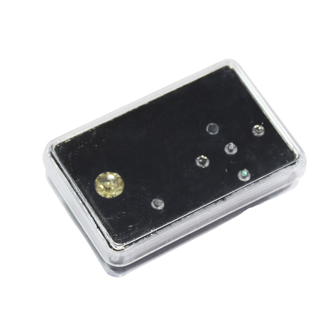 Diamond Gemstone color Stone Box Dabbi with Clear Top 1.5x2" (PLASTIC)