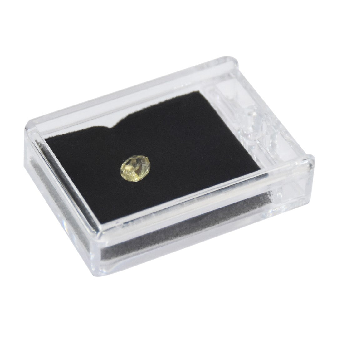 Diamond Gemstone Colour Stone Box with Clear Top, In-built Stand & Reversible Insert 1.5x2.0" (Transparent)