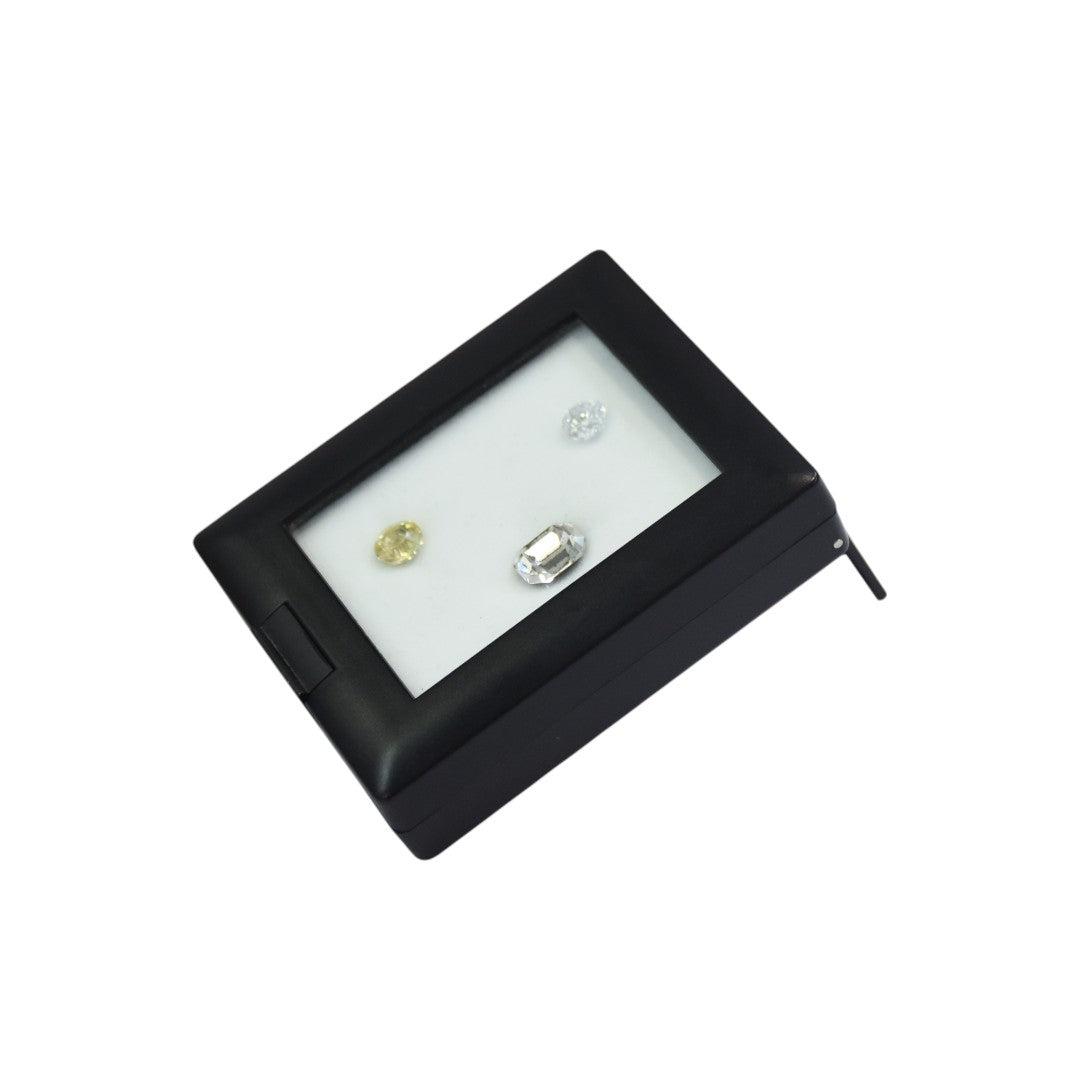 Diamond Gemstone Colour Stone Box with Clear Top, In-built Stand & Reversable Insert (2.25 x 2.75)