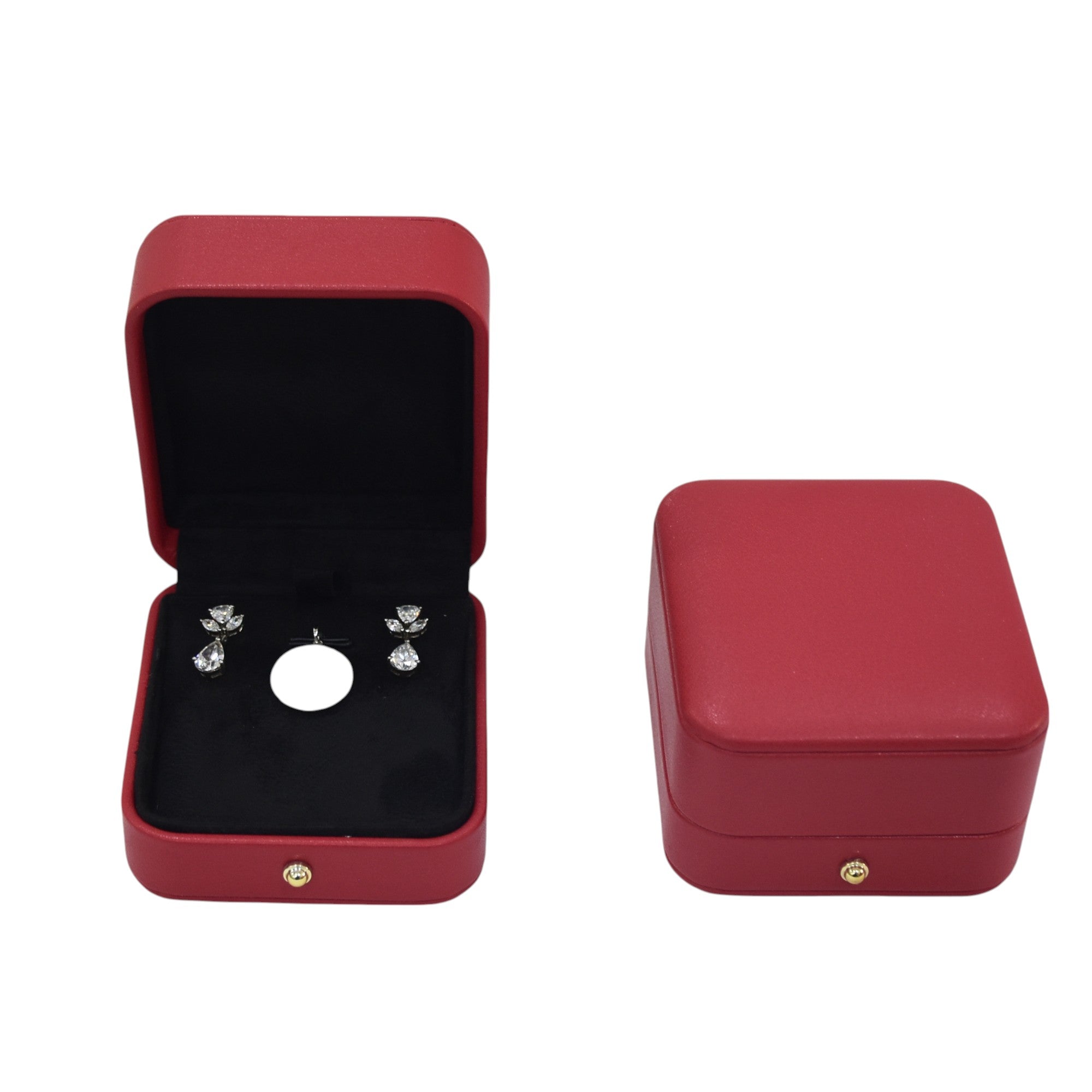 Red PU finish Jewellery Box with Stylish Golden Button.