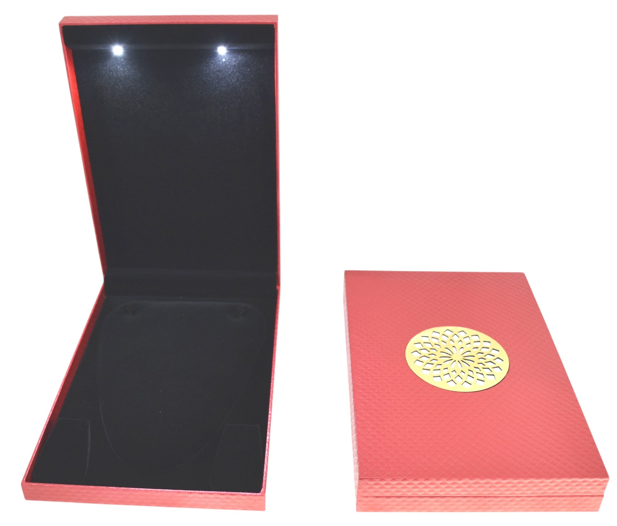 New Red Jewellery Box With Laser Cut Design & LED Light.