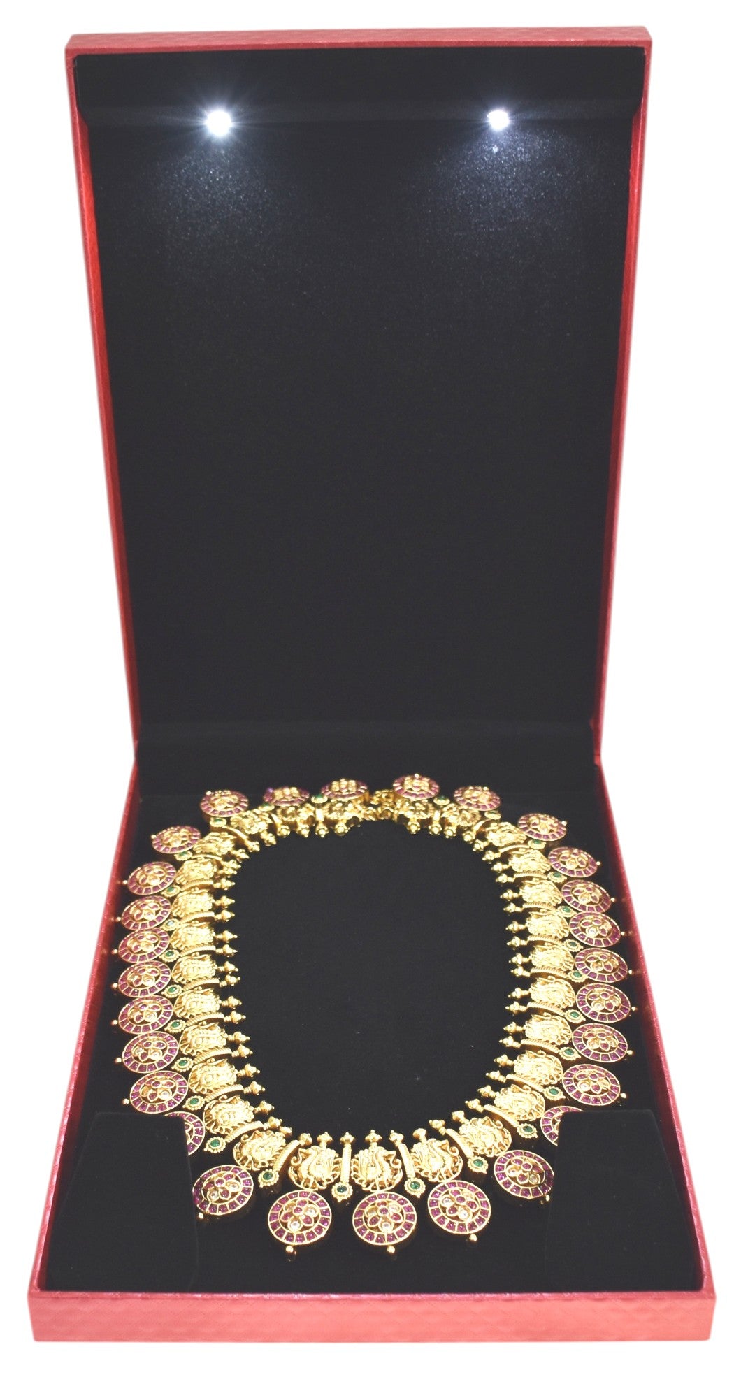 New Red Jewellery Box With Laser Cut Design & LED Light.