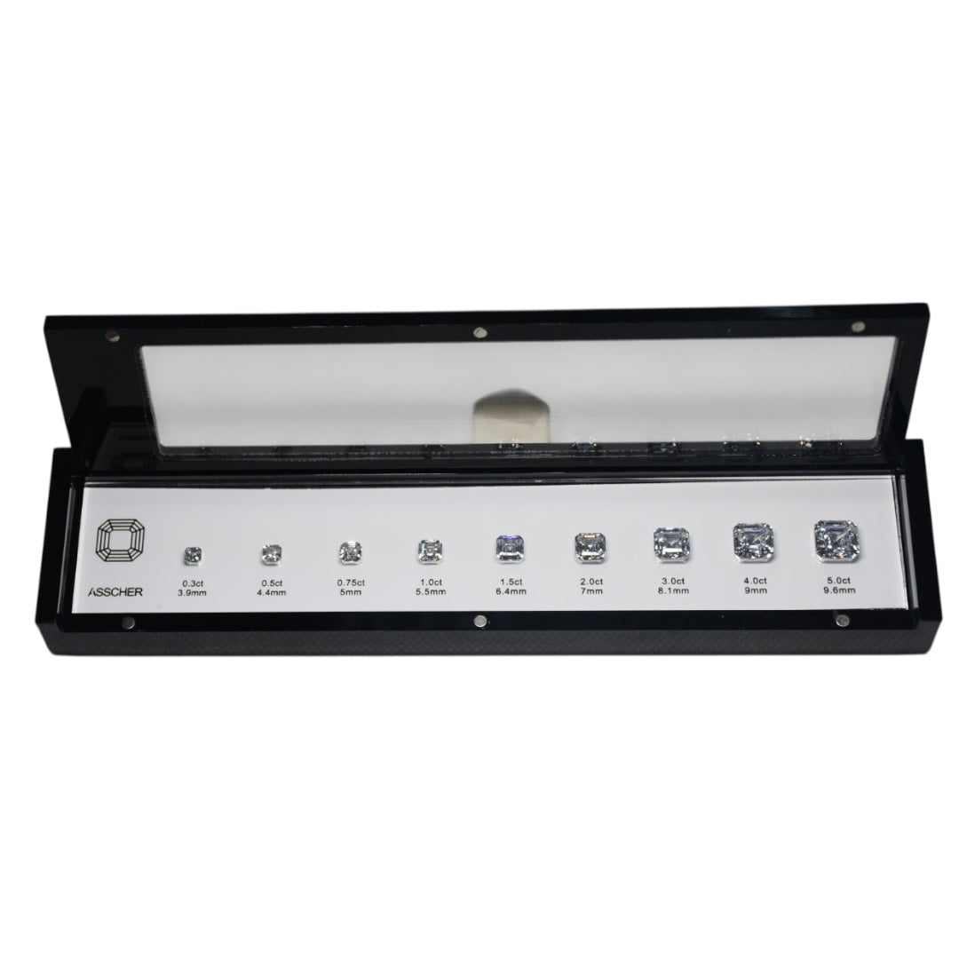 Cubic Zircon Sizing Scale in black magnetic box (0.30 ct - 5.00ct)