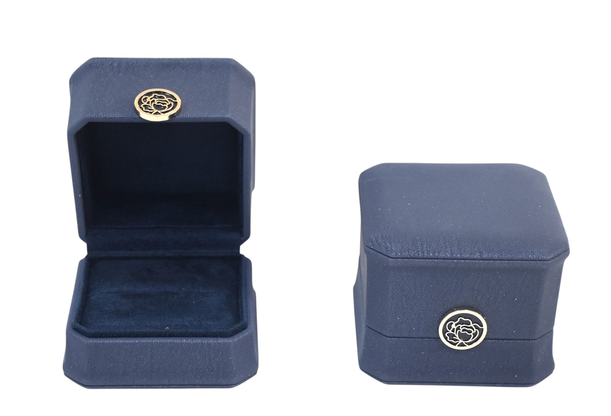 PU Finish Jewelry Ring Box With Stylish Golden Round Button 3x3x2.25"