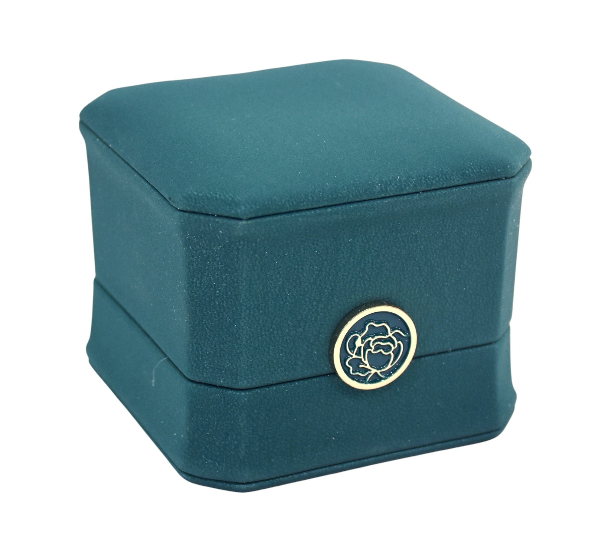 PU Finish Jewelry Ring Box With Stylish Golden Round Button 3x3x2.25"