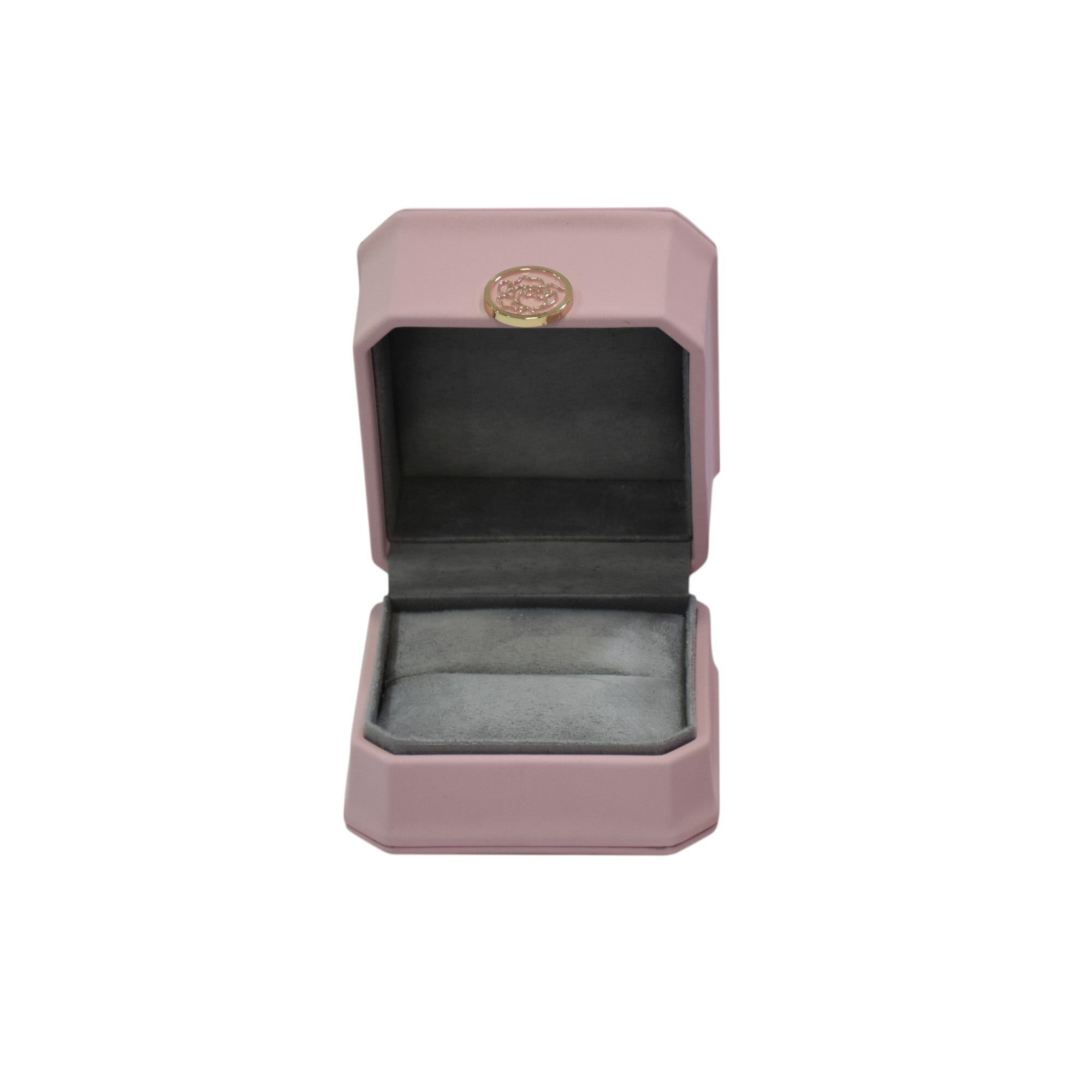 PU Finish Jewelry Ring Box With Stylish Golden Round Button 3x3x2.25"