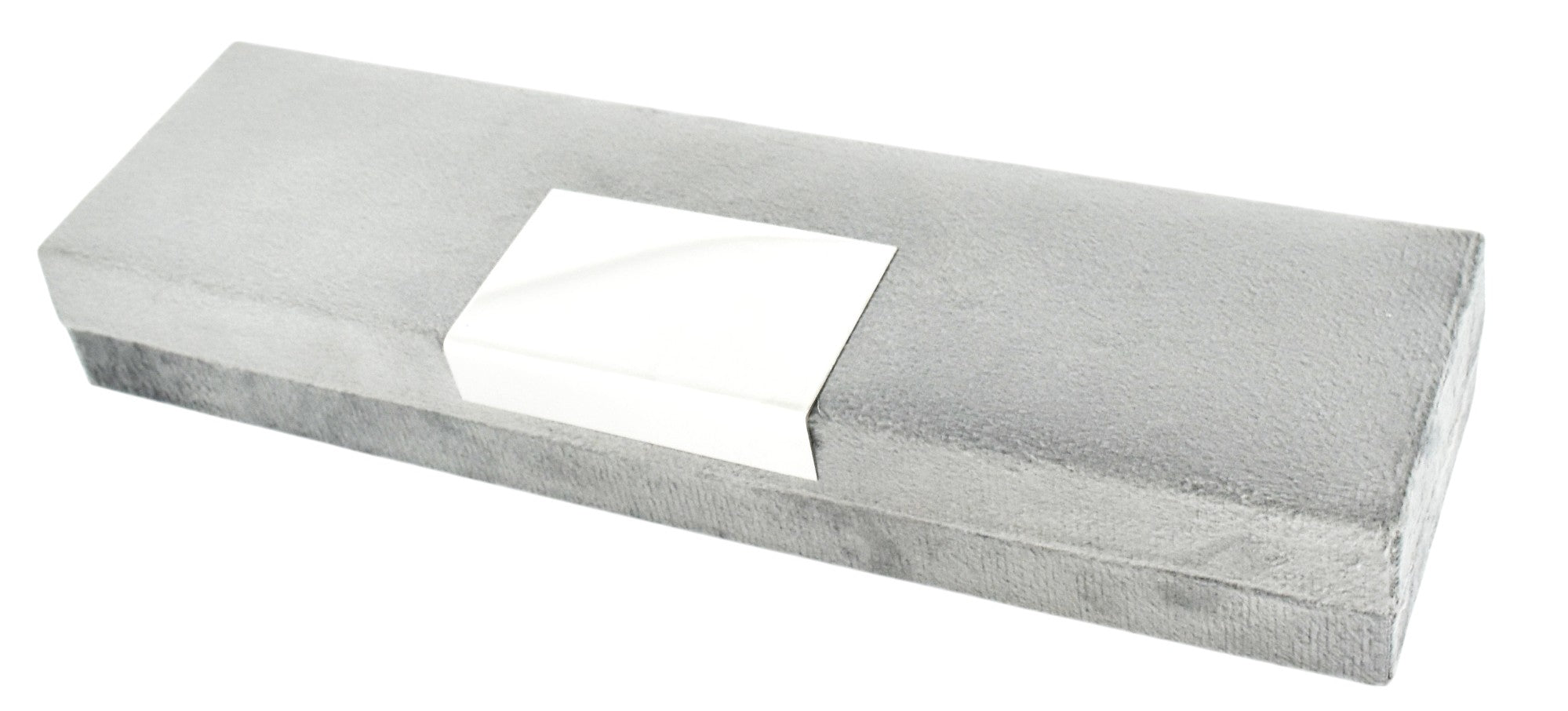Grey Velvet Jewellery Box With Metal Plate & LED Light.
