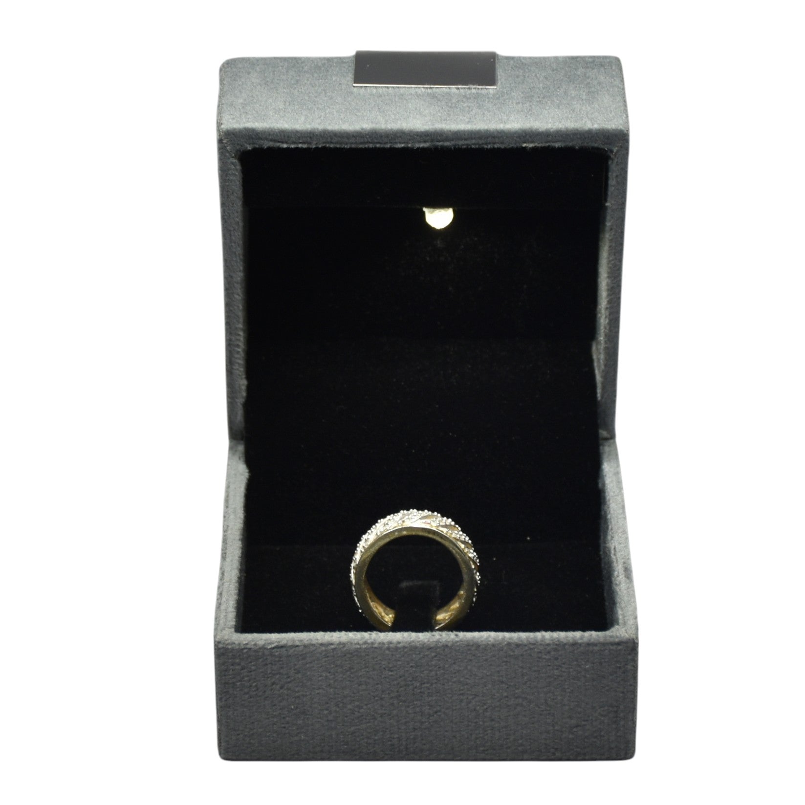 Grey Velvet Jewellery Box With Metal Plate & LED Light.