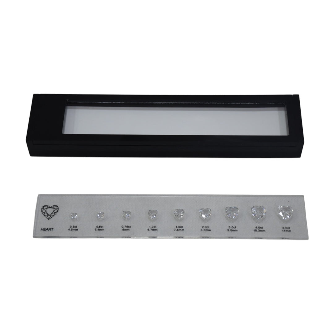 Cubic Zircon Sizing Scale in black magnetic box (0.30 ct - 5.00ct)
