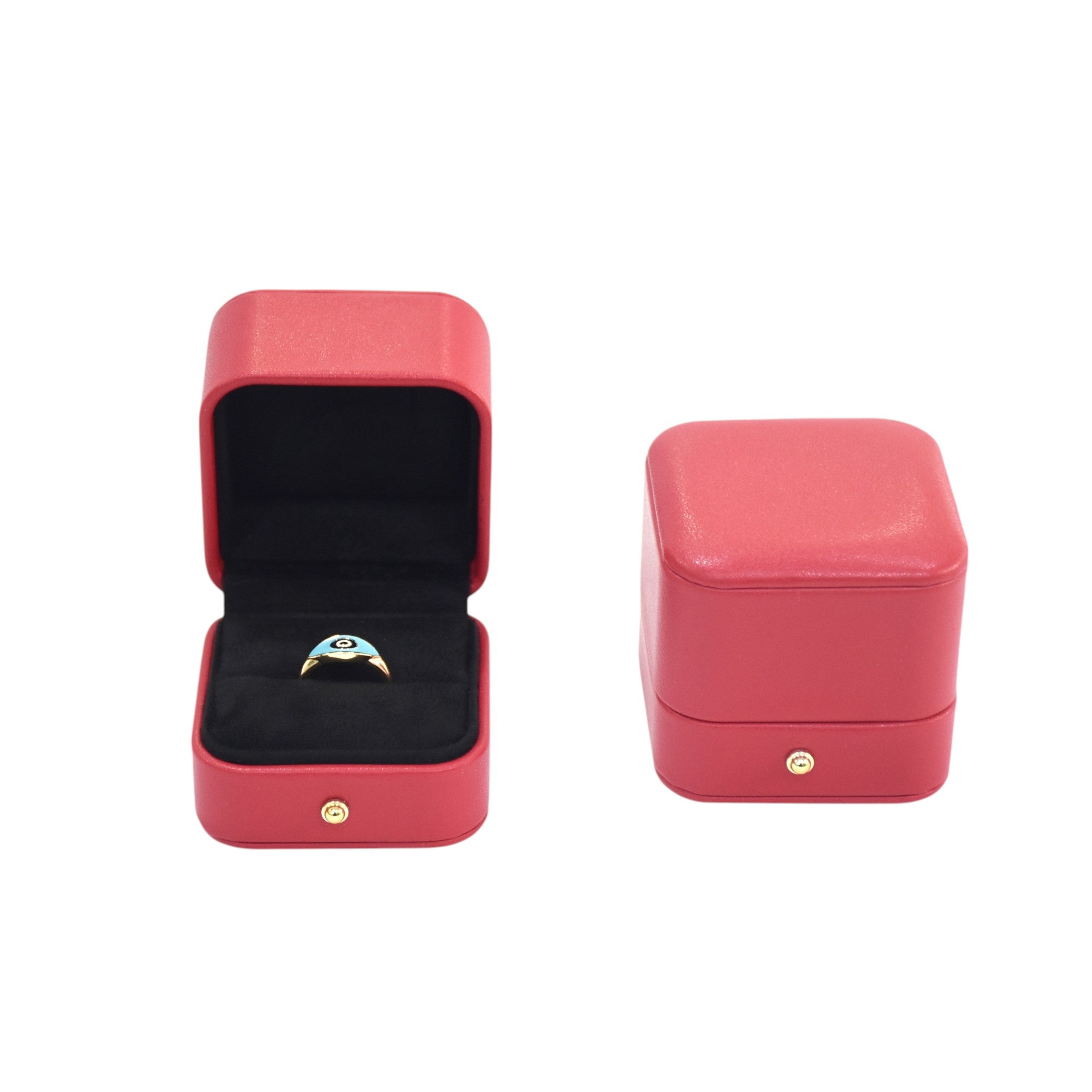 Red PU finish Jewellery Box with Stylish Golden Button.