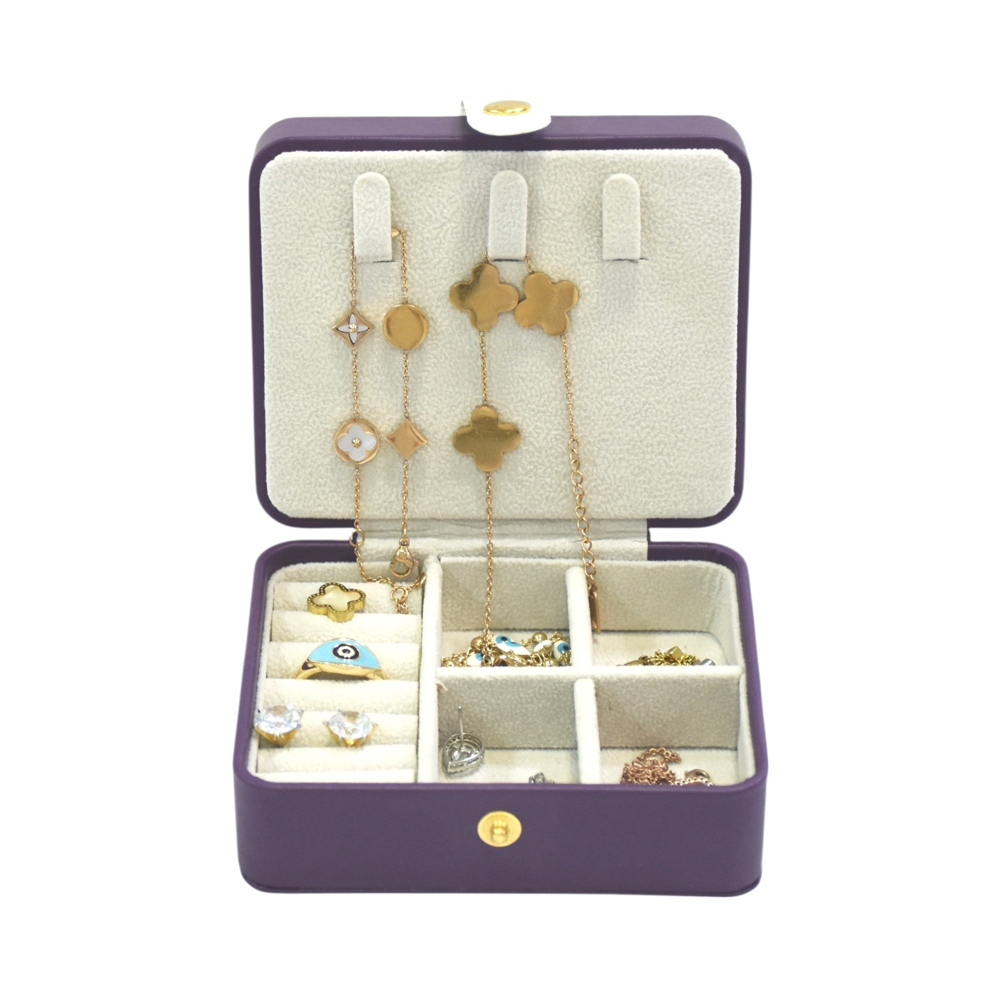 Two Layered Round Portable Jewellery Organiser with Mirror.