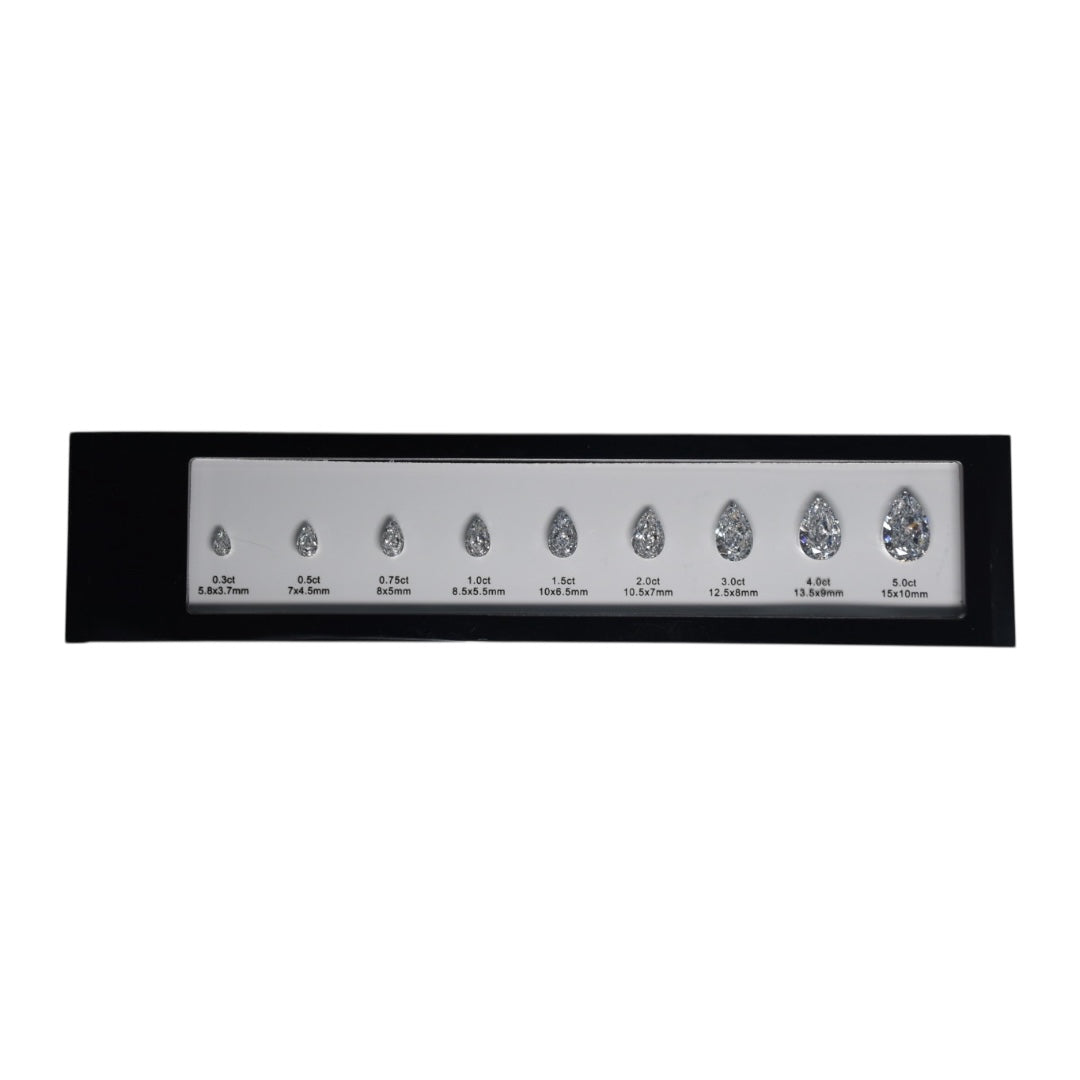 Cubic Zircon Sizing Scale in black magnetic box (0.30 ct - 5.00ct)