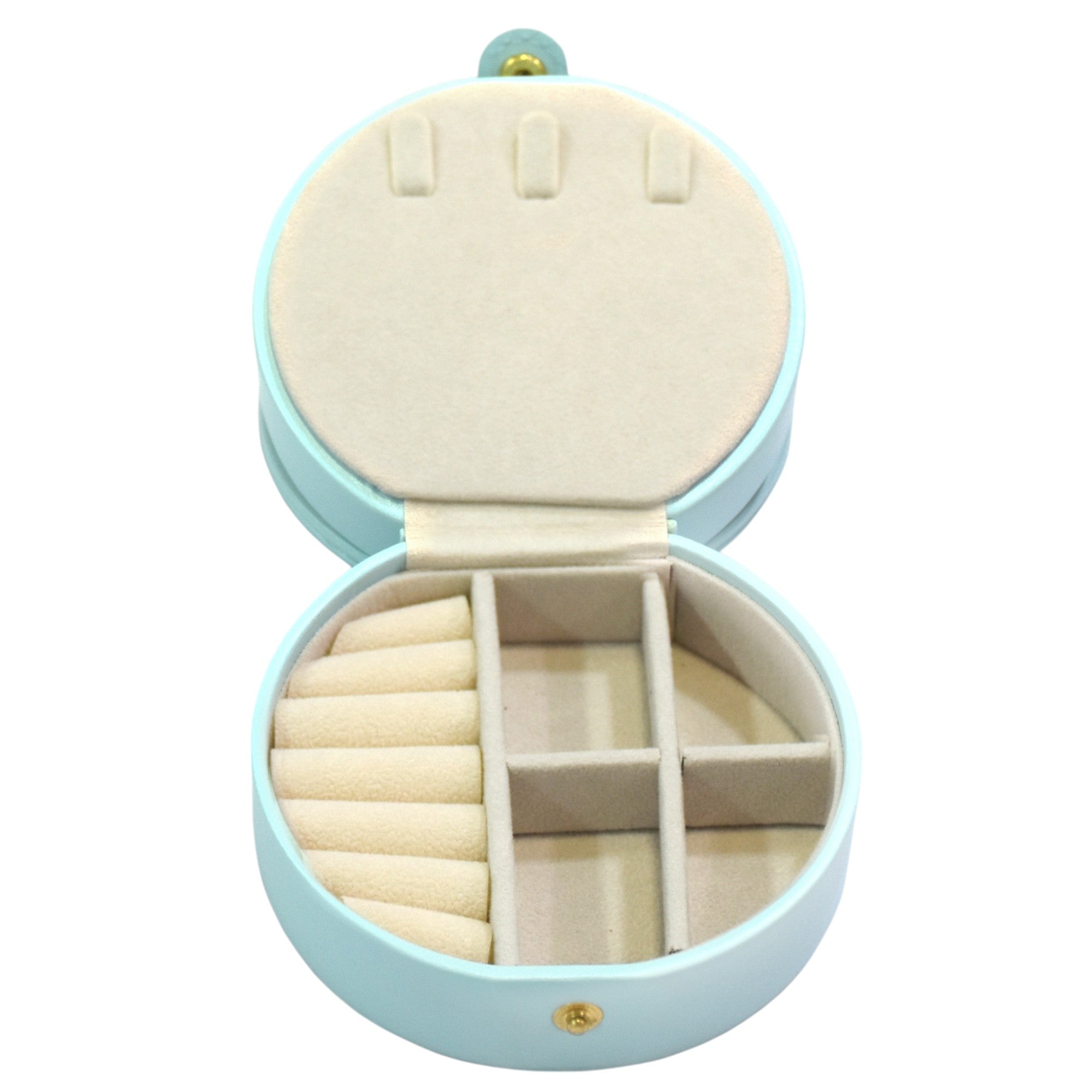 Two Layered Round Portable Jewellery Organiser with Mirror.