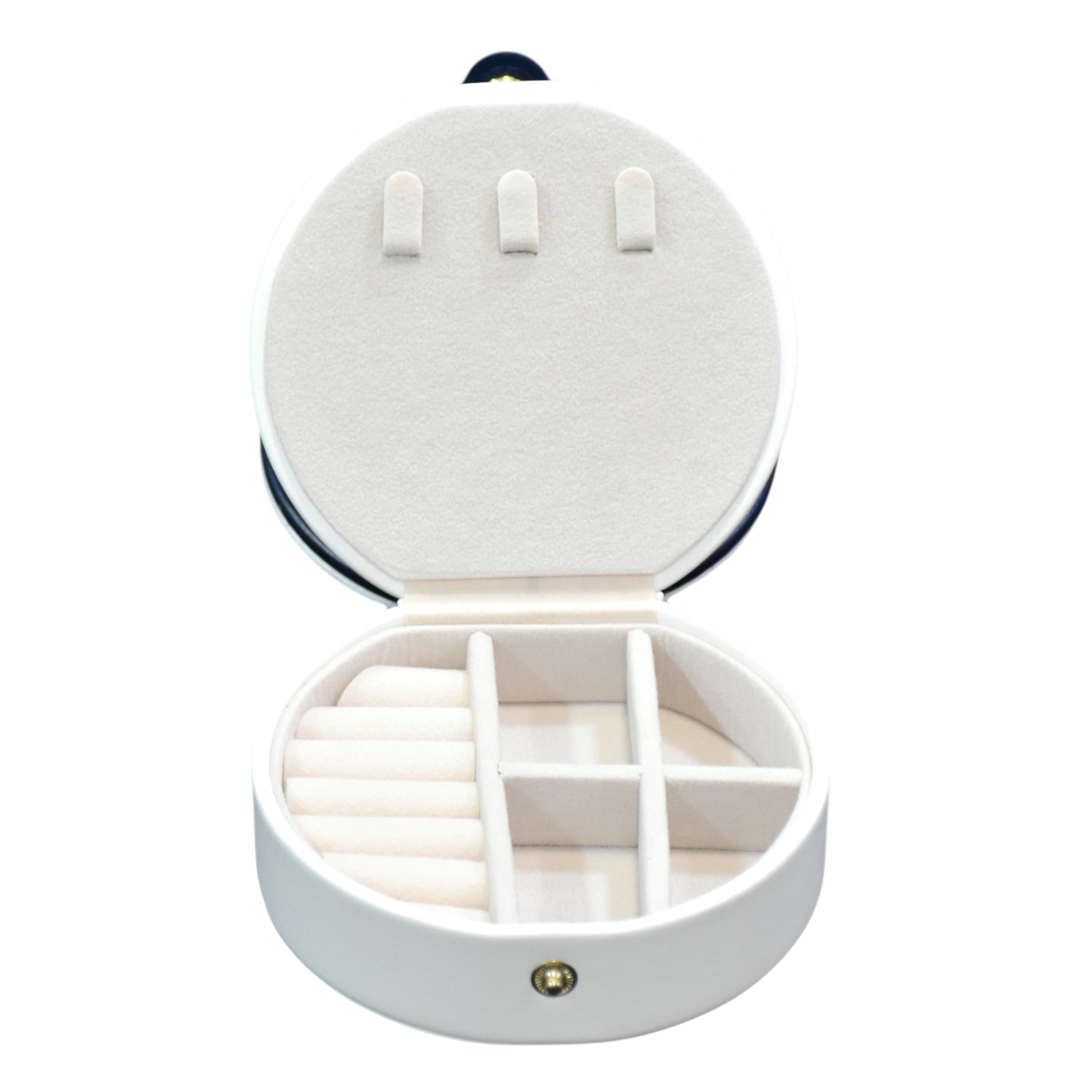 Two Layered Round Portable Jewellery Organiser with Mirror.
