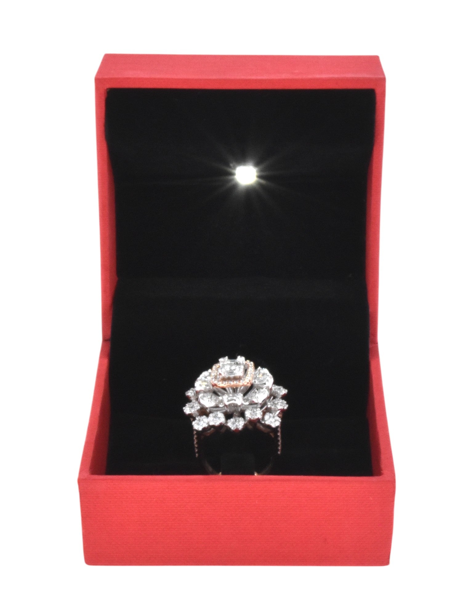 Red Jewellery Box With Laser Cut Design & LED Light.