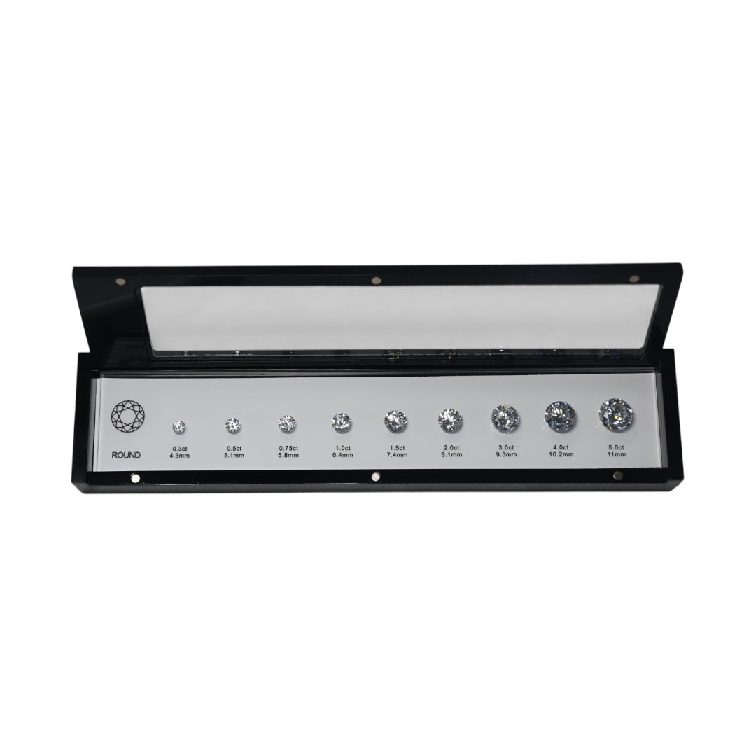Cubic Zircon Sizing Scale in black magnetic box (0.30 ct - 5.00ct)
