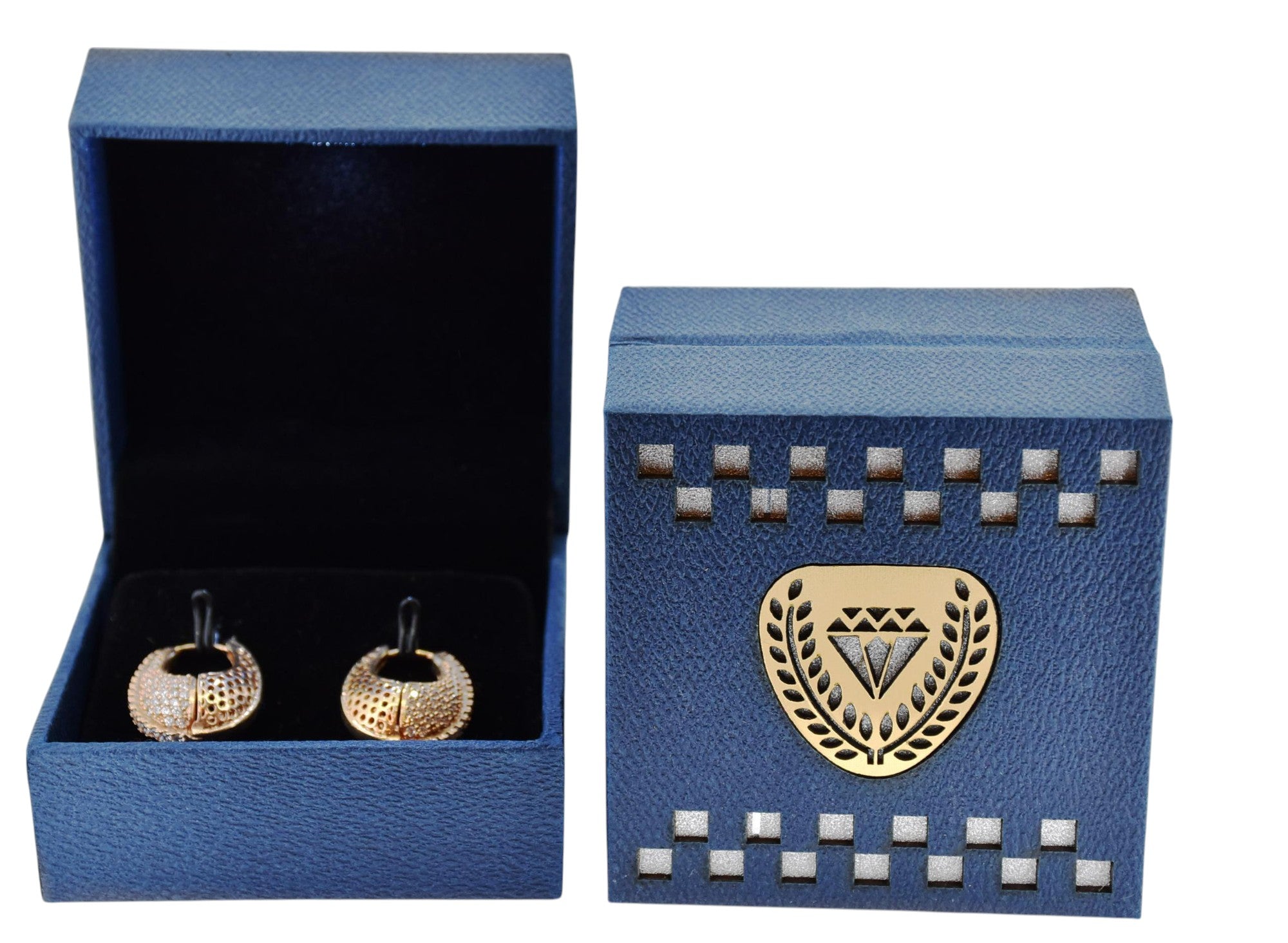 Blue Jewellery Box With Laser Cut Design & LED Light.