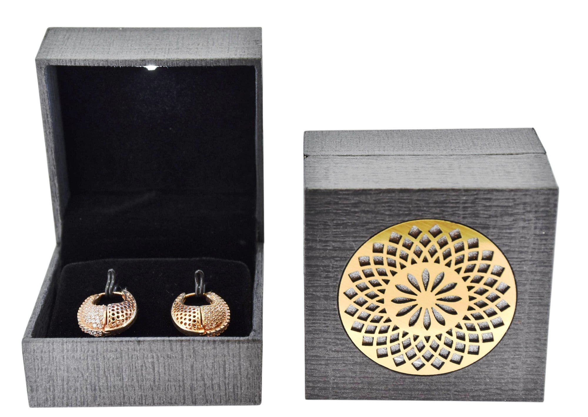 Grey Jewellery Box With Laser Cut Design & LED Light.