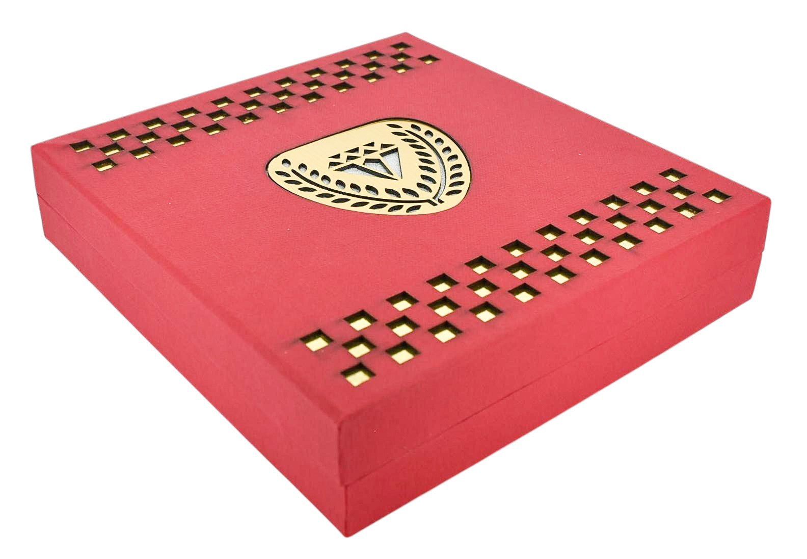 Red Jewellery Box With Laser Cut Design & LED Light.