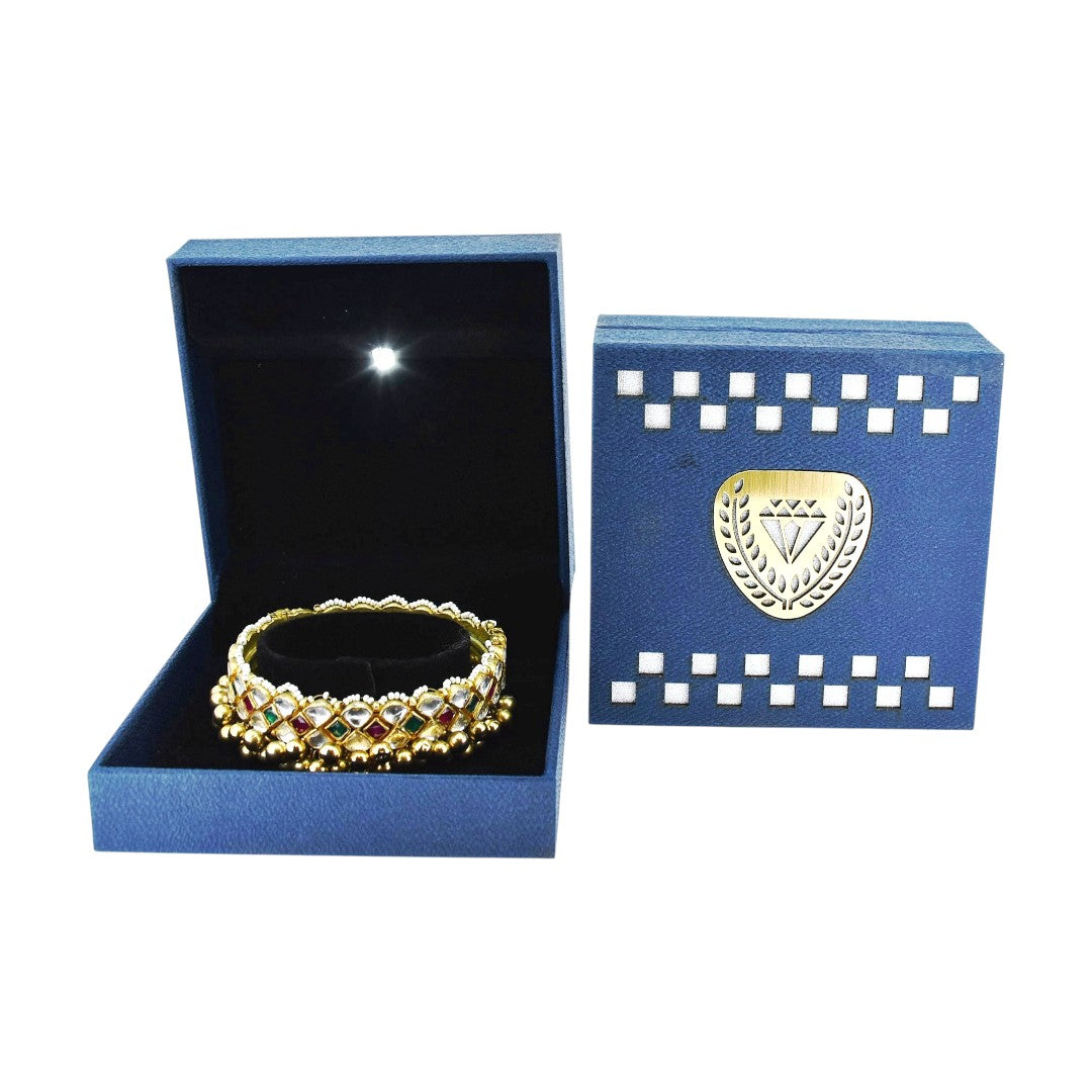 Blue Jewellery Box With Laser Cut Design & LED Light.
