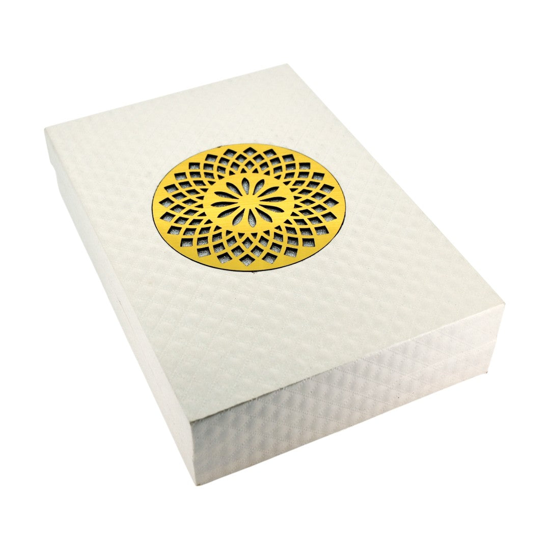 White Jewellery Box With Laser Cut Design & LED Light.