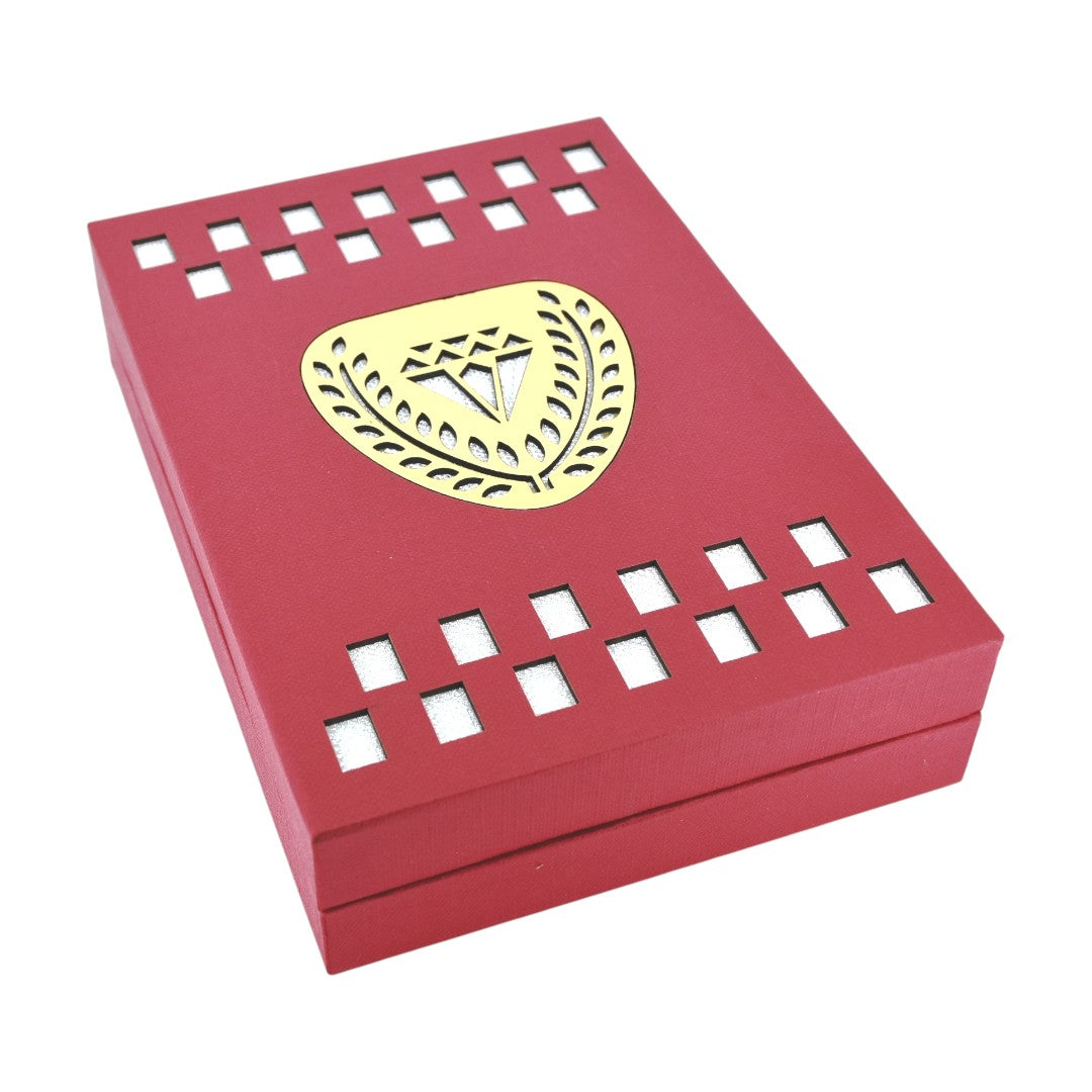 Red Jewellery Box With Laser Cut Design & LED Light.