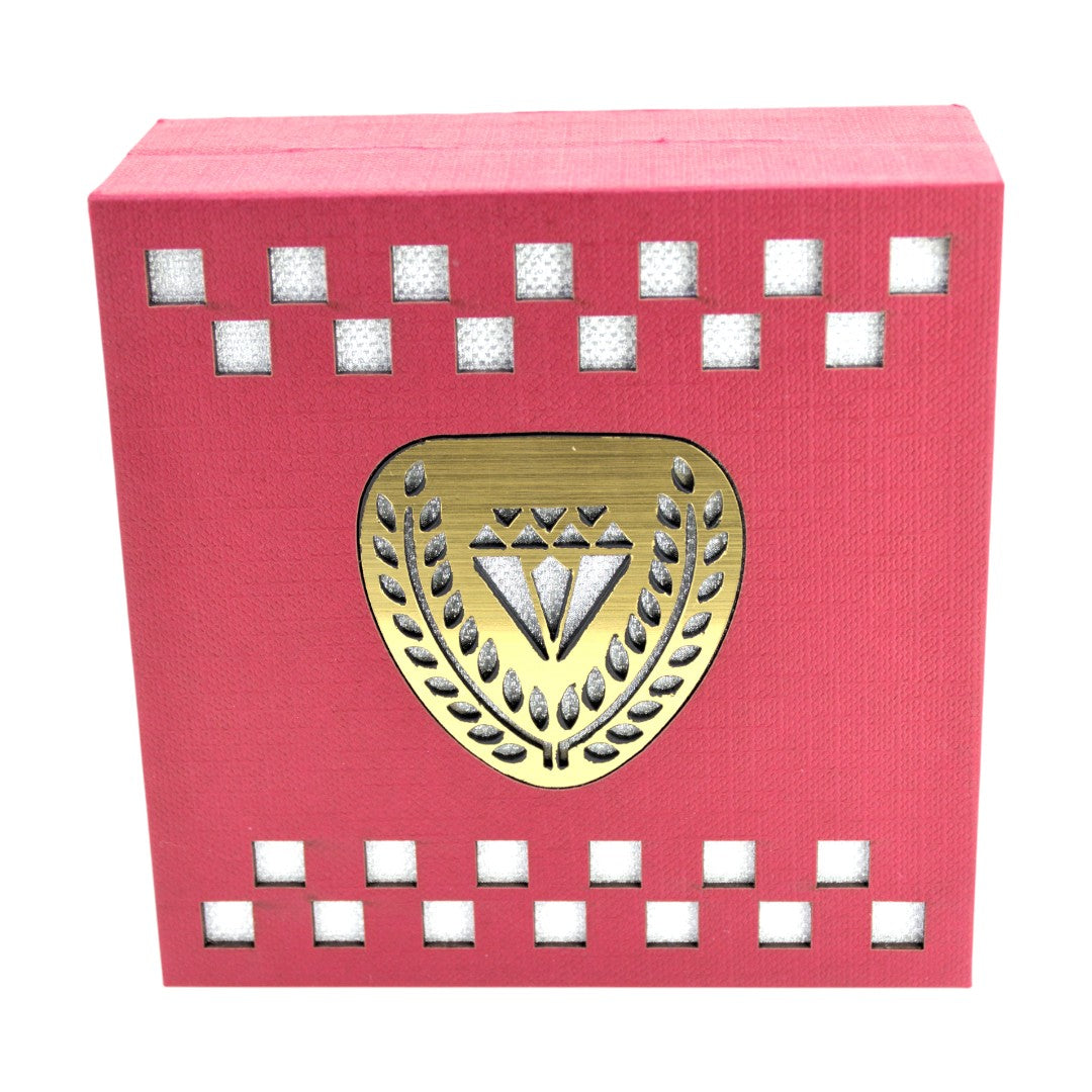 Red Jewellery Box With Laser Cut Design & LED Light.