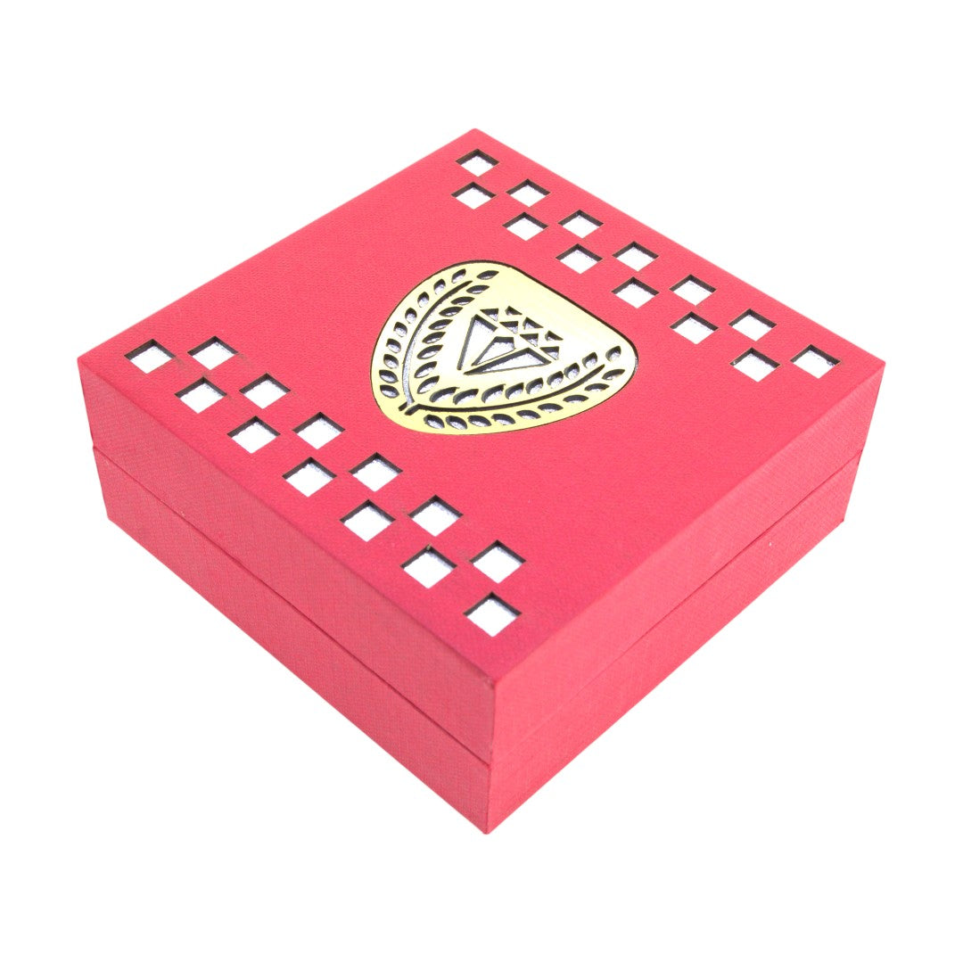 Red Jewellery Box With Laser Cut Design & LED Light.