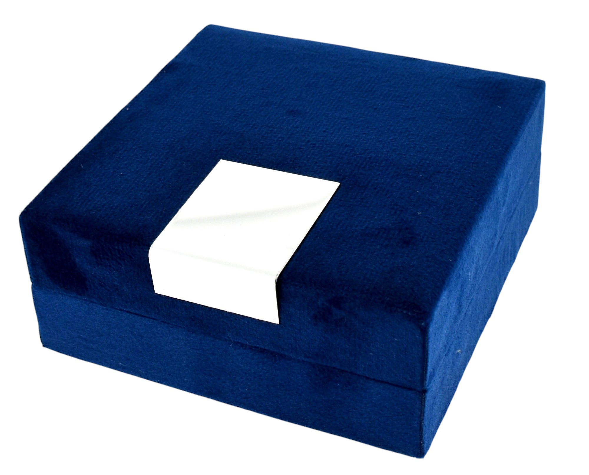 Blue Velvet Jewellery Box with Metal plate & LED Light.