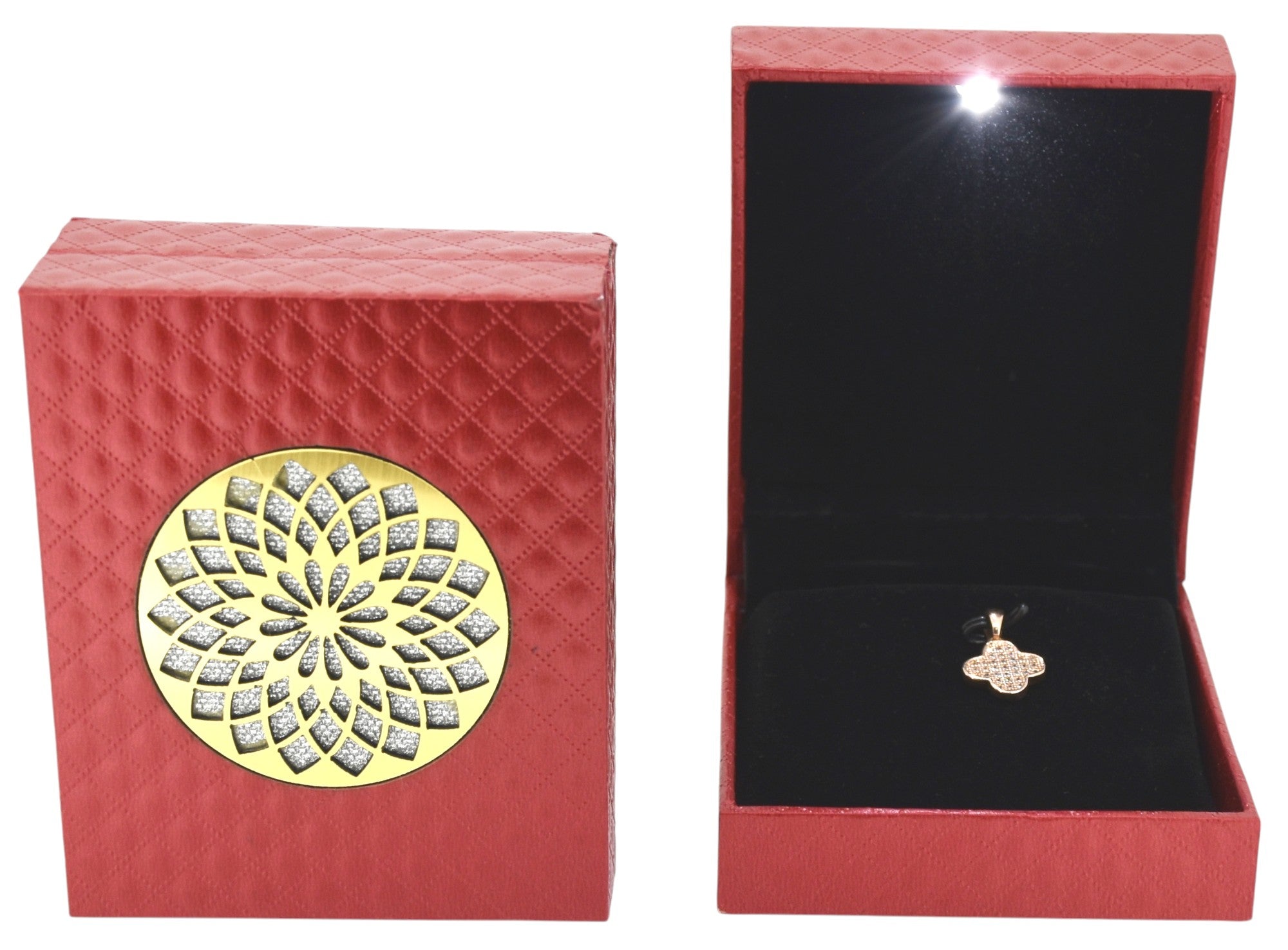 New Red Jewellery Box With Laser Cut Design & LED Light.
