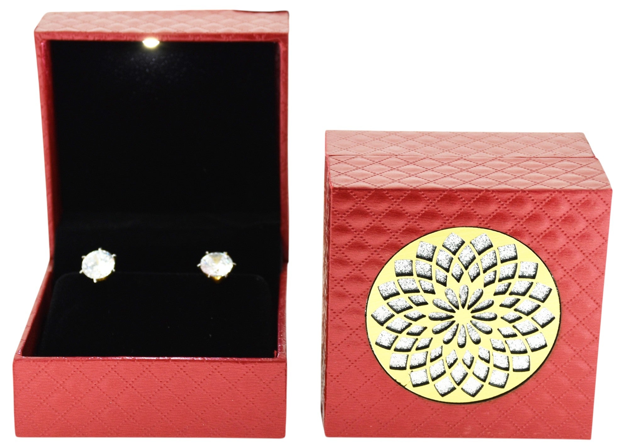 New Red Jewellery Box With Laser Cut Design & LED Light.