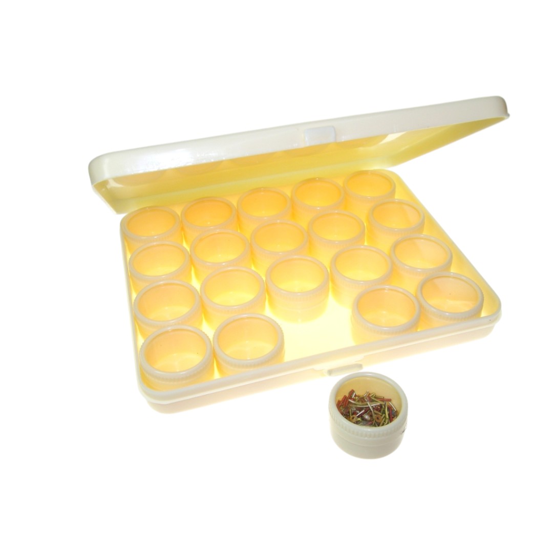 Multiple Round Plastic Boxes in a Plastic Box