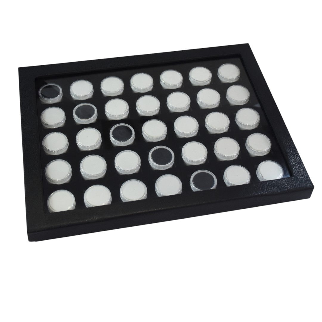Diamond Storage & Display Boxes Dabbi with transparent Top & Reversible Insert Round 1.0 x 1.0"