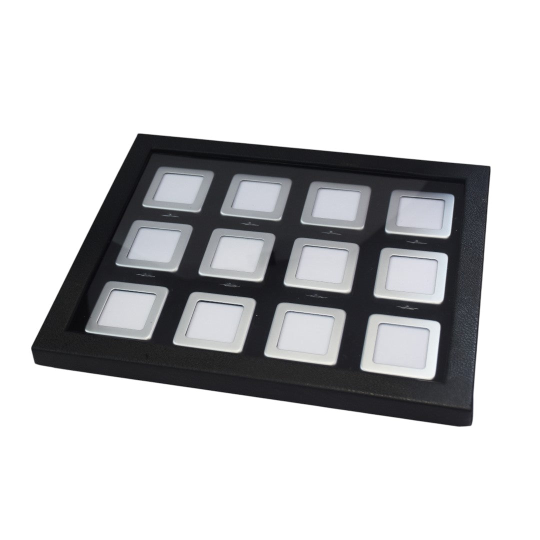 Metal Diamond Gemstone Box Dabbi with Glass Top & Reversible insert (Matt).