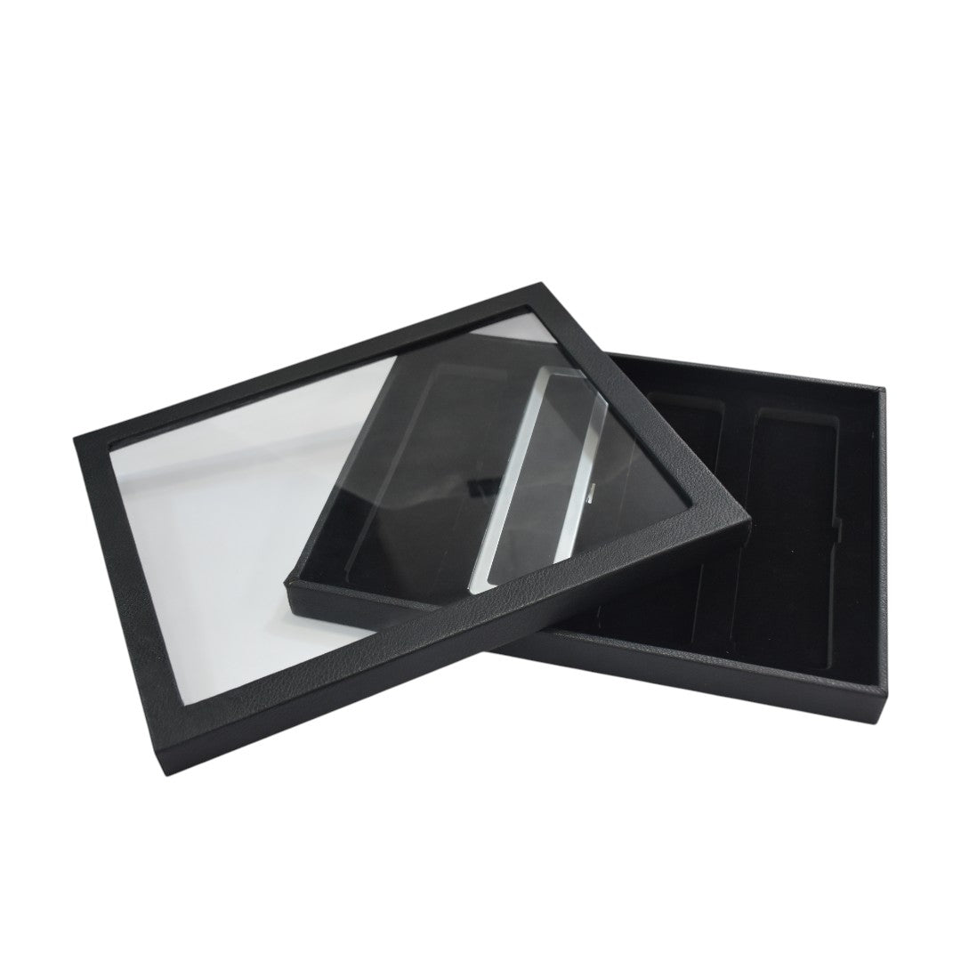 Metal Diamond Gemstone Box Dabbi with Glass Top & Reversible insert (Matt).