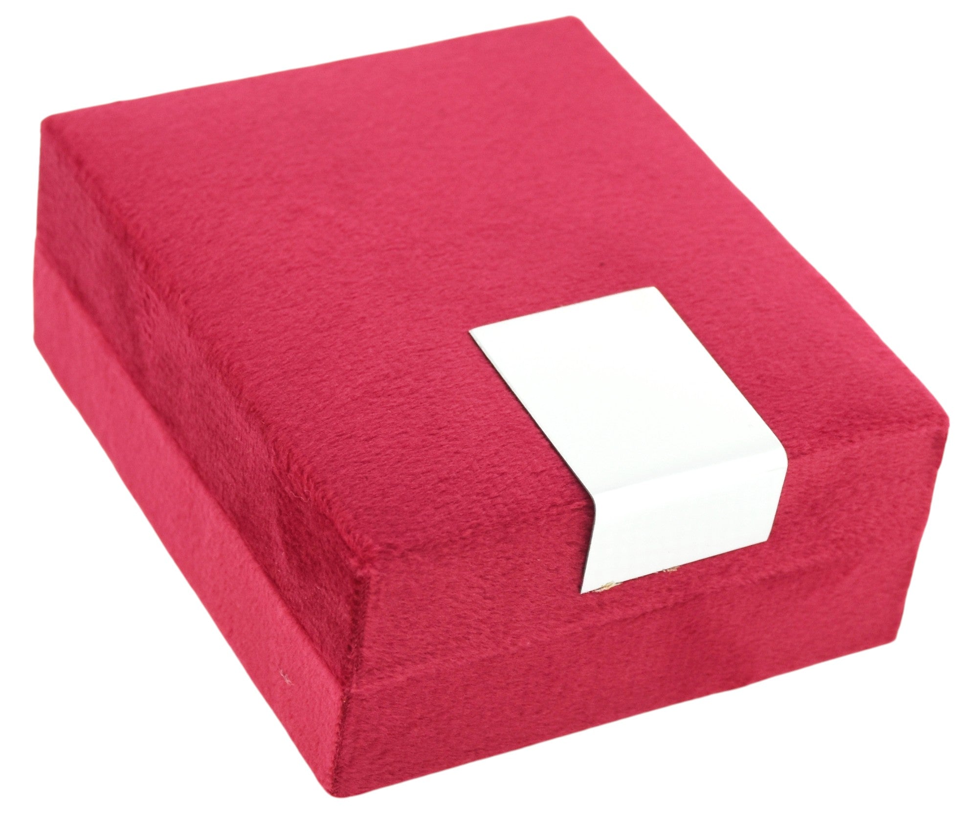 Red Velvet Jewellery Box With Metal Plate & LED Light.