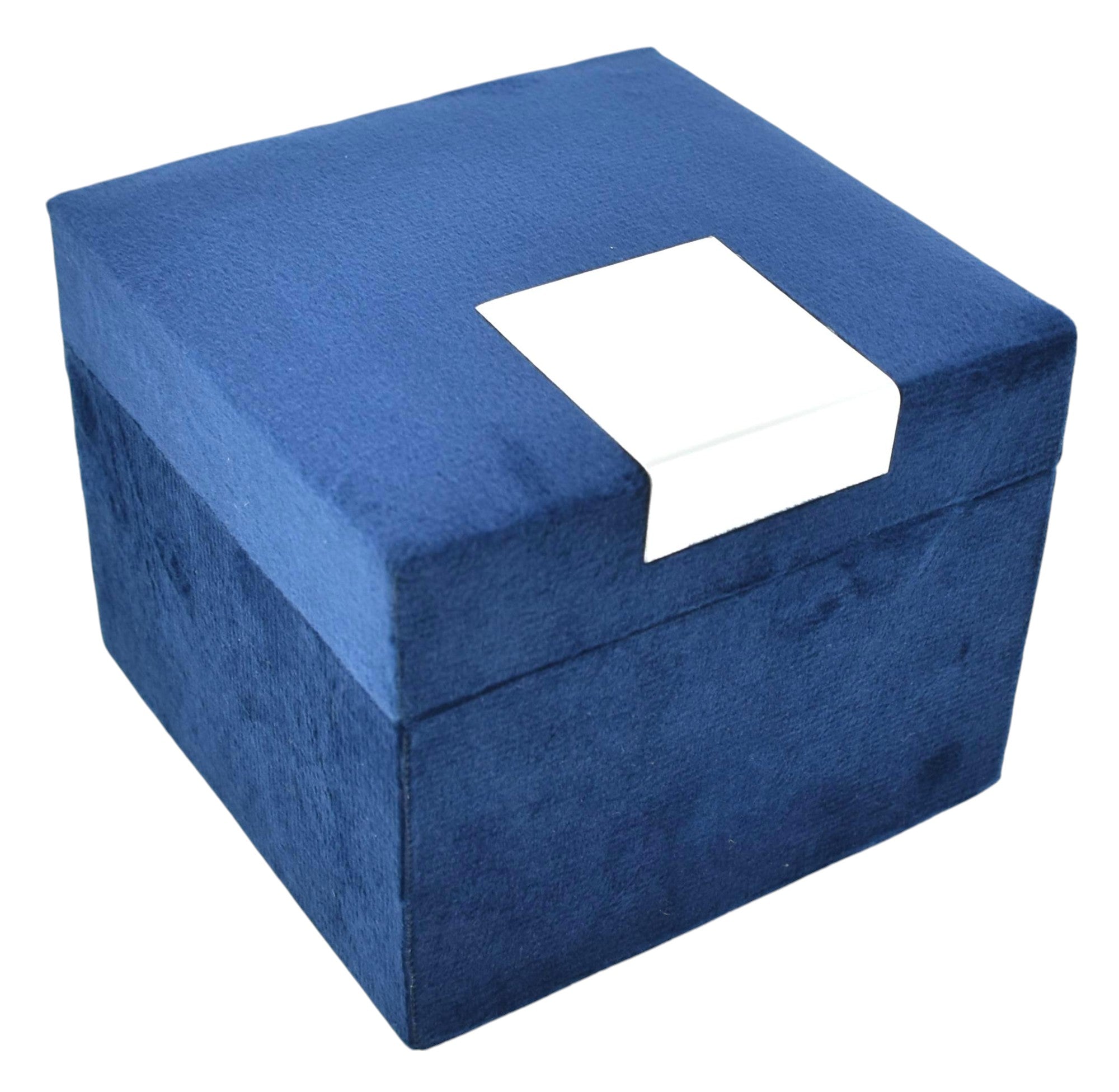 Blue Velvet Jewellery Box with Metal plate & LED Light.
