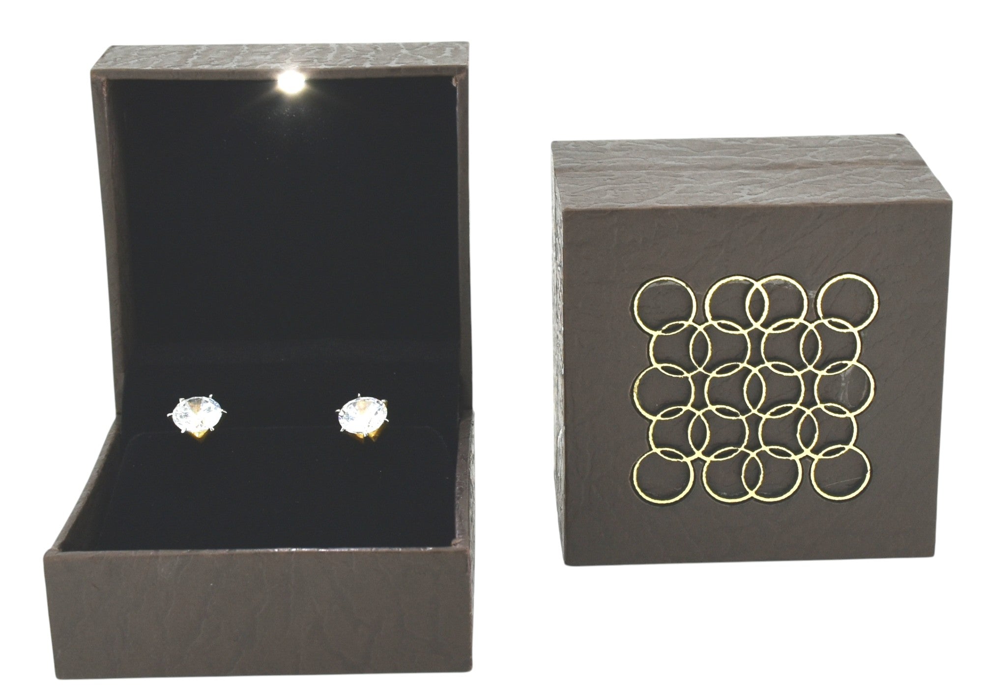 Brown Jewellery Box With Laser Cut Design & LED Light