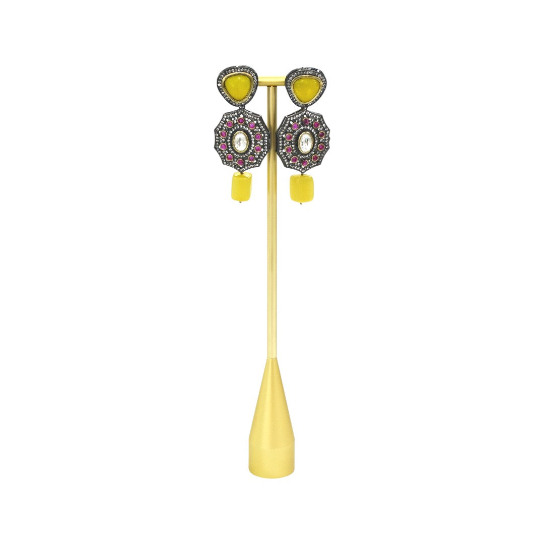 Elegant Gold Brass & Black Suede Jewellery Display Stands.