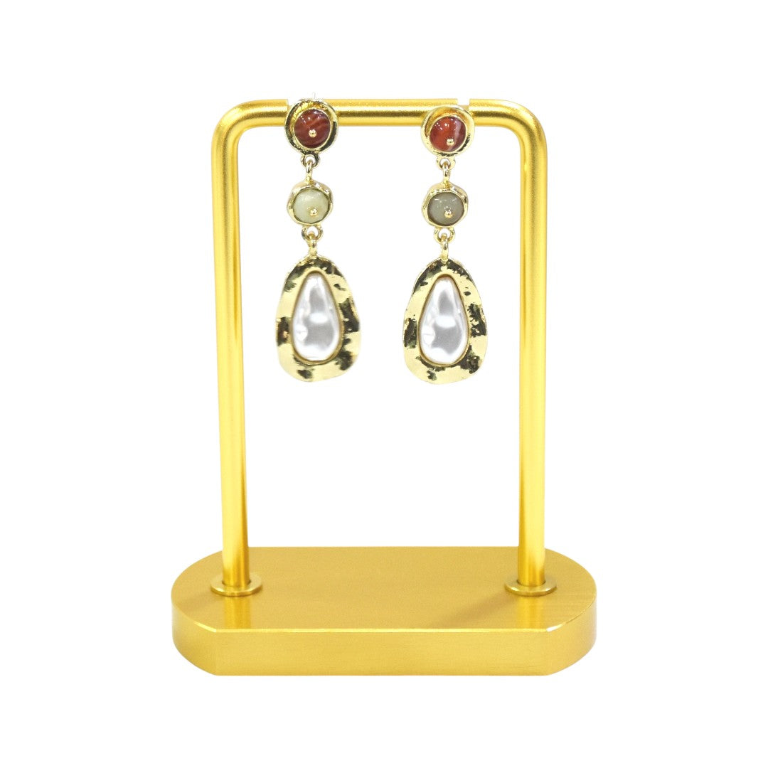 Elegant Gold Brass & Black Suede Jewellery Display Stands.