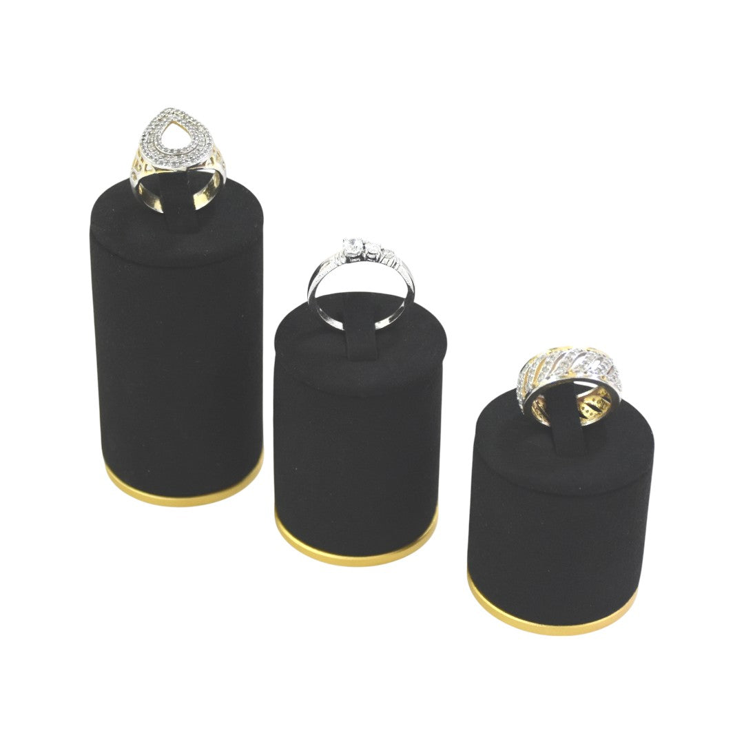 Elegant Gold Brass & Black Suede Jewellery Display Stands.