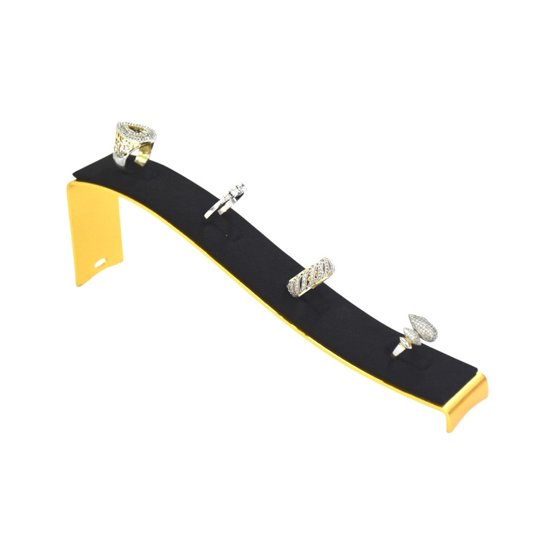 Elegant Gold Brass & Black Suede Jewellery Display Stands.