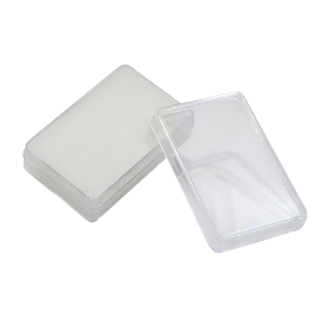Diamond Gemstone color Stone Box Dabbi with Clear Top 1.5x2" (PLASTIC)